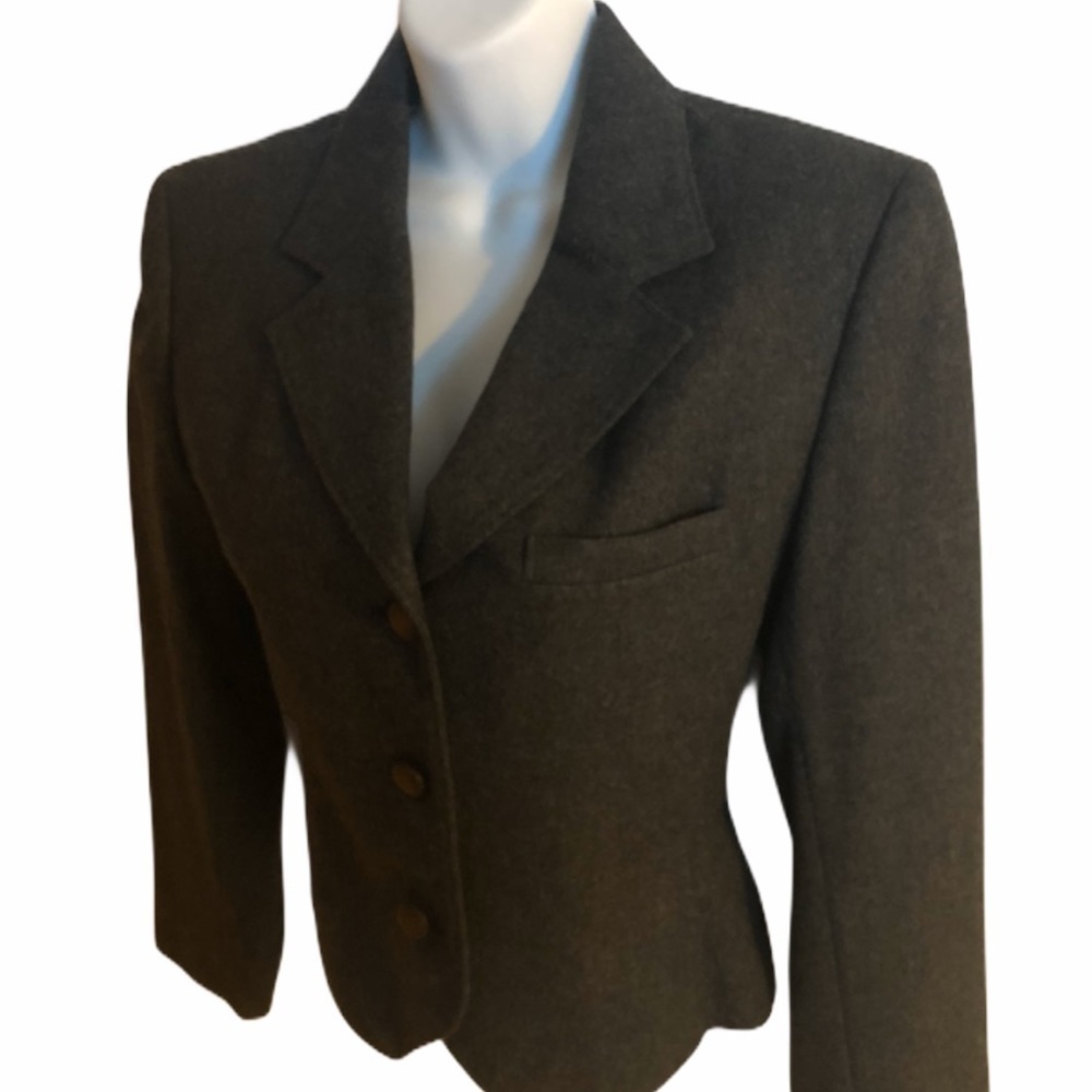 NWT VTG 80’s Miss Pendleton Wool Cropped Blazer Charcoal Sz 4 Dark Academia - Picture 2 of 6